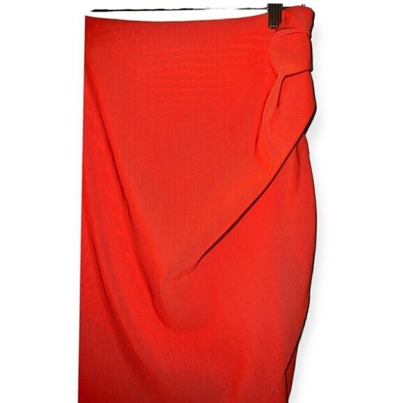 Designer Bec & Bridge NWOT Mesh ruched asymmetrical red Gold tulle midi skirt 6 - Picture 3 of 7